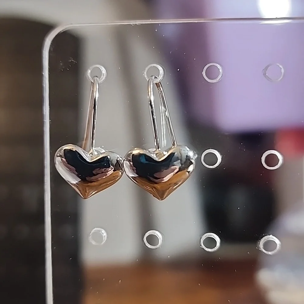High Quality Pure S925 Real Sterling Silver Heart Shaped Earrings Stud/hook FP